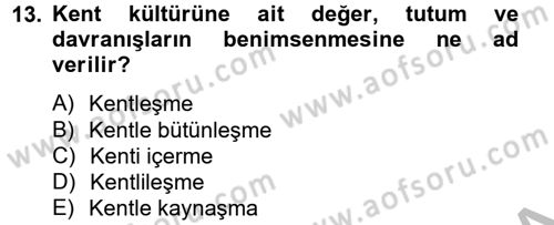 İnsan ve Toplum Dersi 2014 - 2015 Yılı (Vize) Ara Sınavı 13. Soru