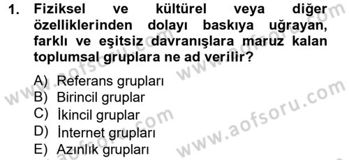 İnsan ve Toplum Dersi 2014 - 2015 Yılı (Final) Dönem Sonu Sınavı 1. Soru