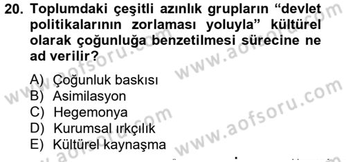 İnsan ve Toplum Dersi 2014 - 2015 Yılı (Final) Dönem Sonu Sınavı 20. Soru