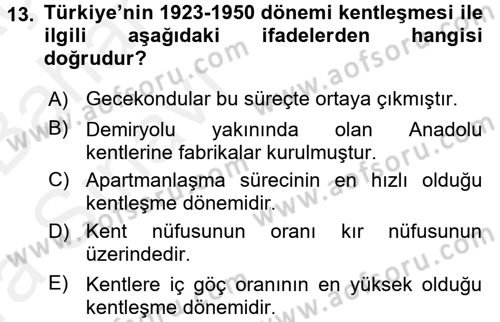 İnsan ve Toplum Dersi 2015 - 2016 Yılı (Vize) Ara Sınavı 13. Soru