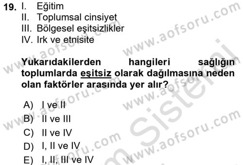 İnsan ve Toplum Dersi 2016 - 2017 Yılı (Final) Dönem Sonu Sınavı 19. Soru