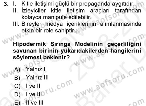 İnsan ve Toplum Dersi 2018 - 2019 Yılı (Vize) Ara Sınavı 3. Soru