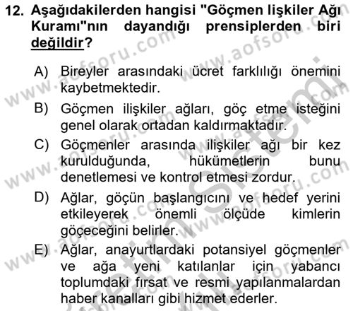 İnsan ve Toplum Dersi 2018 - 2019 Yılı Yaz Okulu Sınavı 12. Soru