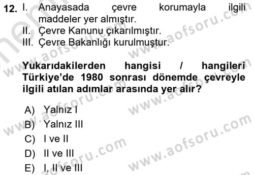 İnsan ve Toplum Dersi 2023 - 2024 Yılı (Vize) Ara Sınav Soruları 12. Soru
