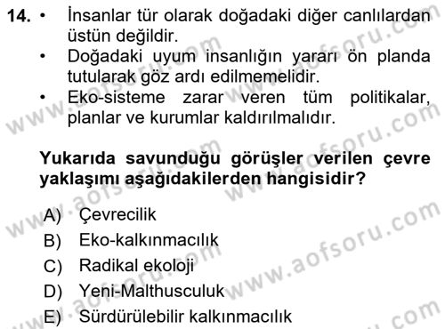 İnsan ve Toplum Dersi 2023 - 2024 Yılı (Vize) Ara Sınav Soruları 14. Soru