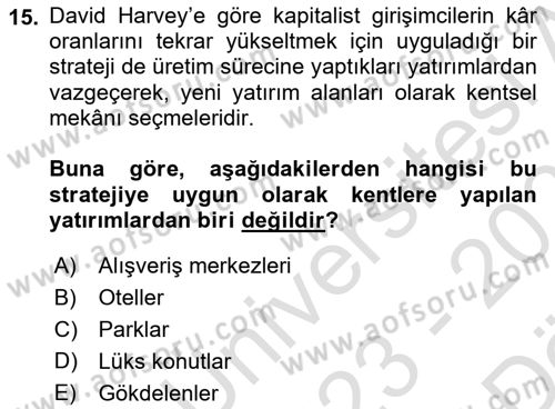 İnsan ve Toplum Dersi 2023 - 2024 Yılı (Vize) Ara Sınav Soruları 15. Soru