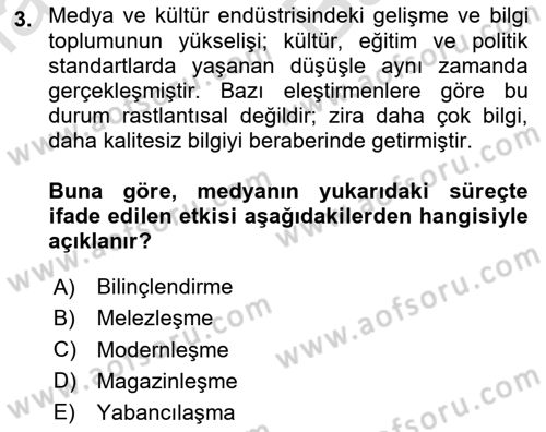 İnsan ve Toplum Dersi 2023 - 2024 Yılı (Vize) Ara Sınav Soruları 3. Soru