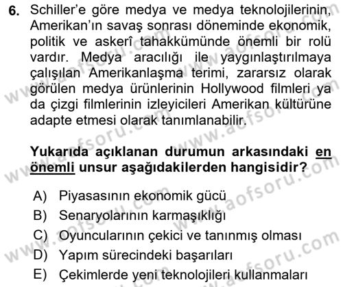İnsan ve Toplum Dersi 2023 - 2024 Yılı (Vize) Ara Sınav Soruları 6. Soru