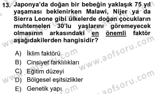 İnsan ve Toplum Dersi 2023 - 2024 Yılı (Final) Dönem Sonu Sınav Soruları 13. Soru