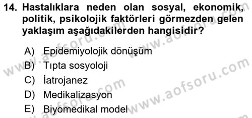 İnsan ve Toplum Dersi 2023 - 2024 Yılı (Final) Dönem Sonu Sınav Soruları 14. Soru
