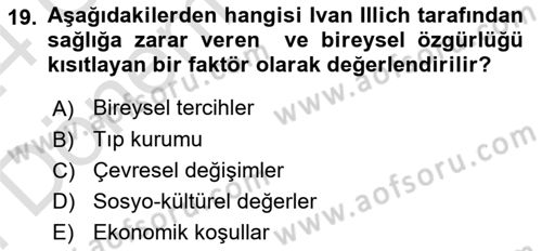 İnsan ve Toplum Dersi 2023 - 2024 Yılı (Final) Dönem Sonu Sınav Soruları 19. Soru