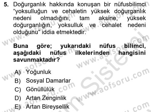 İnsan ve Toplum Dersi 2023 - 2024 Yılı (Final) Dönem Sonu Sınav Soruları 5. Soru