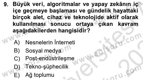 İnsan ve Toplum Dersi 2023 - 2024 Yılı (Final) Dönem Sonu Sınav Soruları 9. Soru