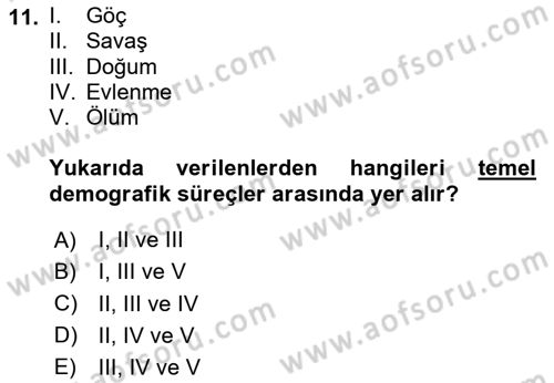 İnsan ve Toplum Dersi 2023 - 2024 Yılı Yaz Okulu Sınav Soruları 11. Soru