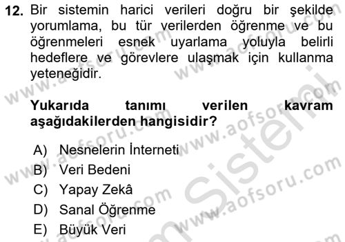 İnsan ve Toplum Dersi 2023 - 2024 Yılı Yaz Okulu Sınav Soruları 12. Soru