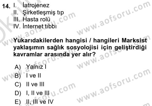 İnsan ve Toplum Dersi 2023 - 2024 Yılı Yaz Okulu Sınav Soruları 14. Soru