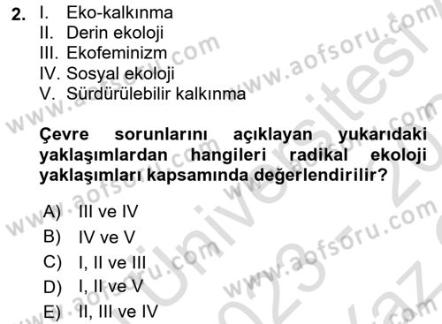 İnsan ve Toplum Dersi 2023 - 2024 Yılı Yaz Okulu Sınav Soruları 2. Soru