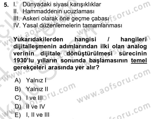 İnsan ve Toplum Dersi 2023 - 2024 Yılı Yaz Okulu Sınav Soruları 5. Soru