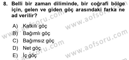 İnsan ve Toplum Dersi 2023 - 2024 Yılı Yaz Okulu Sınav Soruları 8. Soru