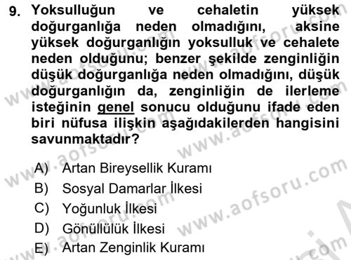 İnsan ve Toplum Dersi 2023 - 2024 Yılı Yaz Okulu Sınav Soruları 9. Soru
