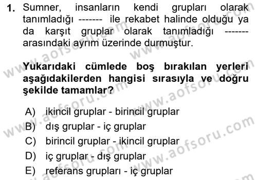 İnsan ve Toplum Dersi 2024 - 2025 Yılı (Vize) Ara Sınav Soruları 1. Soru