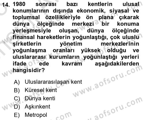 İnsan ve Toplum Dersi 2024 - 2025 Yılı (Vize) Ara Sınav Soruları 14. Soru
