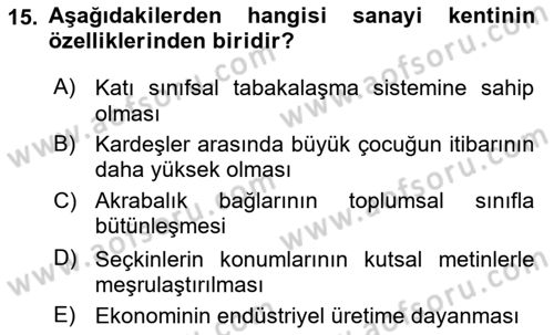 İnsan ve Toplum Dersi 2024 - 2025 Yılı (Vize) Ara Sınav Soruları 15. Soru