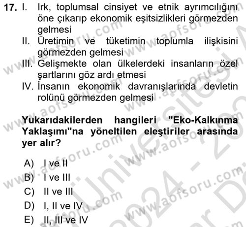 İnsan ve Toplum Dersi 2024 - 2025 Yılı (Vize) Ara Sınav Soruları 17. Soru