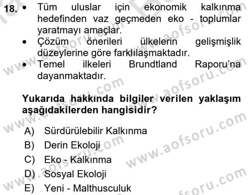 İnsan ve Toplum Dersi 2024 - 2025 Yılı (Vize) Ara Sınav Soruları 18. Soru