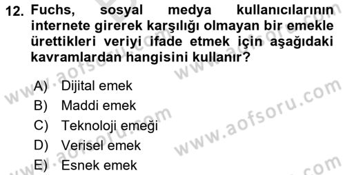 İnsan ve Toplum Dersi 2024 - 2025 Yılı (Final) Dönem Sonu Sınav Soruları 12. Soru