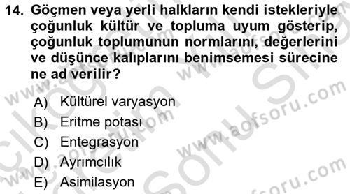 İnsan ve Toplum Dersi 2024 - 2025 Yılı (Final) Dönem Sonu Sınav Soruları 14. Soru