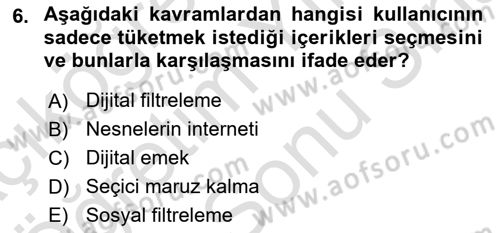 İnsan ve Toplum Dersi 2024 - 2025 Yılı (Final) Dönem Sonu Sınav Soruları 6. Soru