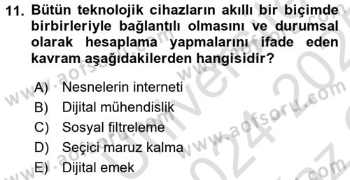 İnsan ve Toplum Dersi 2024 - 2025 Yılı Yaz Okulu Sınav Soruları 11. Soru