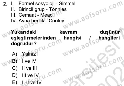 İnsan ve Toplum Dersi 2024 - 2025 Yılı Yaz Okulu Sınav Soruları 2. Soru