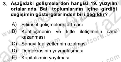 İnsan ve Toplum Dersi 2024 - 2025 Yılı Yaz Okulu Sınav Soruları 3. Soru