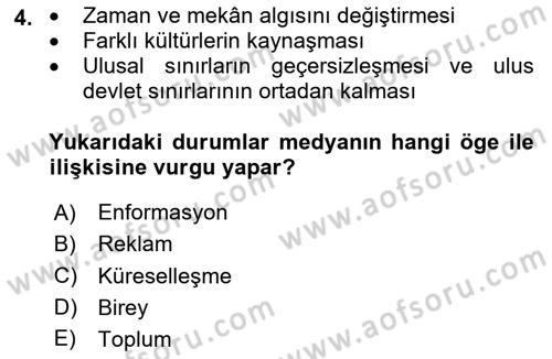İnsan ve Toplum Dersi 2024 - 2025 Yılı Yaz Okulu Sınav Soruları 4. Soru