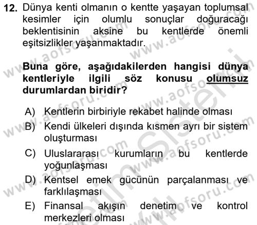 İnsan ve Toplum Dersi 2025 - 2026 Yılı (Vize) Ara Sınav Soruları 12. Soru
