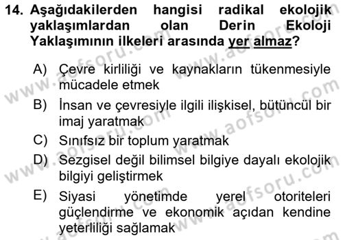 İnsan ve Toplum Dersi 2025 - 2026 Yılı (Vize) Ara Sınav Soruları 14. Soru
