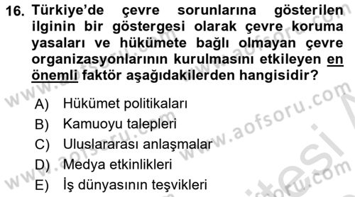 İnsan ve Toplum Dersi 2025 - 2026 Yılı (Vize) Ara Sınav Soruları 16. Soru