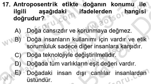 İnsan ve Toplum Dersi 2025 - 2026 Yılı (Vize) Ara Sınav Soruları 17. Soru