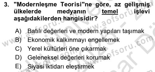 İnsan ve Toplum Dersi 2025 - 2026 Yılı (Vize) Ara Sınav Soruları 3. Soru