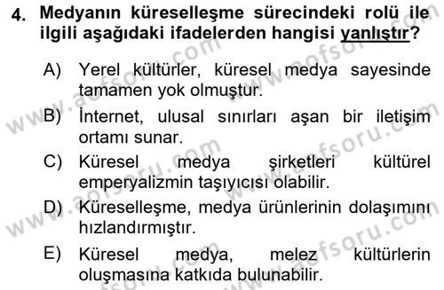 İnsan ve Toplum Dersi 2025 - 2026 Yılı (Vize) Ara Sınav Soruları 4. Soru