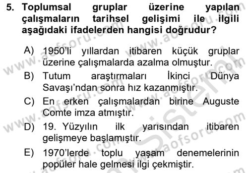 İnsan ve Toplum Dersi 2025 - 2026 Yılı (Vize) Ara Sınav Soruları 5. Soru