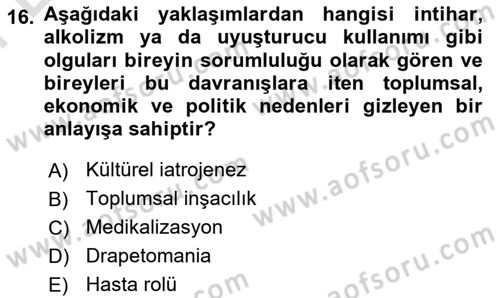 İnsan ve Toplum Dersi 2025 - 2026 Yılı (Final) Dönem Sonu Sınav Soruları 16. Soru
