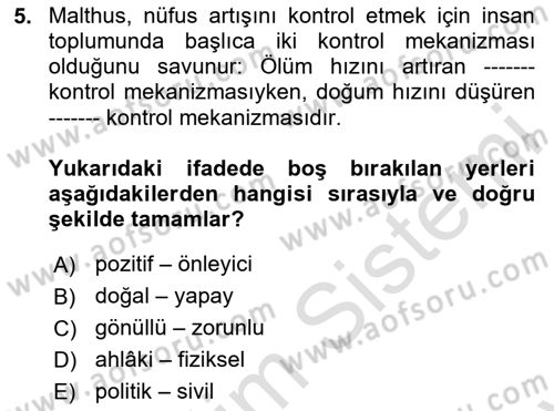 İnsan ve Toplum Dersi 2025 - 2026 Yılı (Final) Dönem Sonu Sınav Soruları 5. Soru