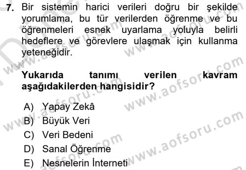 İnsan ve Toplum Dersi 2025 - 2026 Yılı (Final) Dönem Sonu Sınav Soruları 7. Soru
