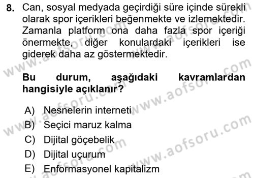 İnsan ve Toplum Dersi 2025 - 2026 Yılı (Final) Dönem Sonu Sınav Soruları 8. Soru