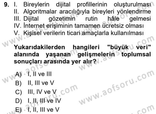 İnsan ve Toplum Dersi 2025 - 2026 Yılı (Final) Dönem Sonu Sınav Soruları 9. Soru