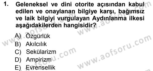 Sosyolojide Araştırma Yöntem ve Teknikleri Dersi Ara Sınavı Deneme Sınav Soruları 1. Soru