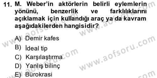 Sosyolojide Araştırma Yöntem ve Teknikleri Dersi Ara Sınavı Deneme Sınav Soruları 11. Soru